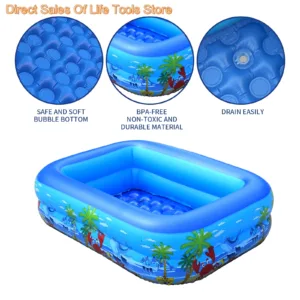 Piscine Gonflable Enfant 120/150 cm – PVC Résistant, Intérieur/Extérieur – Fête, Jardin, Bain de Balle – Bleu Env. gratuit – Image 2