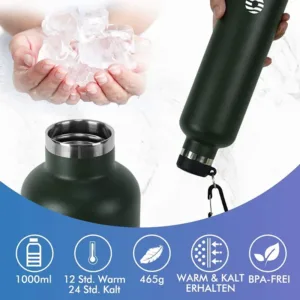 FEIJIAN Bouteille Thermos 1000ml – Acier inoxydable, isolation sous vide, sans BPA, antifuite – Chaud 12h / Froid 24h Liv. gratuit – Image 3