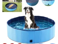 Offrez à votre chien un bain rafraîchissant avec cette piscine pliable en PVC étanche, résistante et facile à ranger. Disponible en 80, 120 ou 160 cm. Idéal pour l'été !