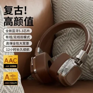 Ariettie CR-8 – Casque Sans Fil Bluetooth 5.3 Rétro avec Micro, HiFi Stéréo, Réduction du Bruit, Confort Pliable, Mode Jeu Env. gratuit – Image 3