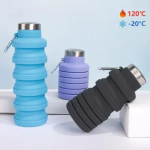 Bouteille d’eau pliable 500 ml en silicone – Rétractable, portable, légère – Idéale pour sport, voyage, randonnée, sans BPA Env. gratuit – Image 2