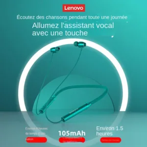 Lenovo HE05X Écouteurs Bluetooth Sport Tour de Cou – Étanches, Magnétiques, Son HiFi, Micro Intégré Env. gratuit – Image 4