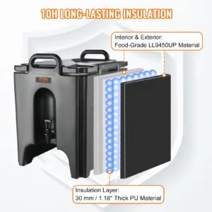 VEVOR Distributeur  Isotherme de Boissons 38L – Robinet, Non Électrique, 10h Conservation Chaud/Froid, Camping & Restauration / rapide – Image 3