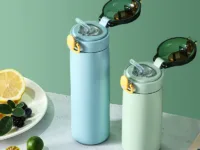 Bouteille isotherme TUUTH pour enfants 320/460ml, inox, avec paille. Garde les boissons chaudes ou froides, parfaite pour école, sport et déplacements.