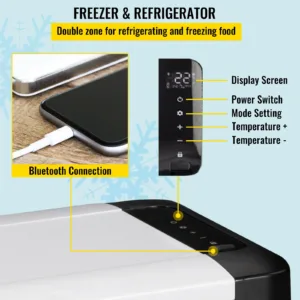 VEVOR Glacière Électrique Portable 25L – Réfrigérateur de Voiture Double Zone -20°C, Contrôle App & Tactile, 12/24V & 100-240V – Camping, Bateau, Camion Liv. gratuit – Image 3