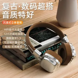 Ariettie CR-8 – Casque Sans Fil Bluetooth 5.3 Rétro avec Micro, HiFi Stéréo, Réduction du Bruit, Confort Pliable, Mode Jeu Env. gratuit – Image 4