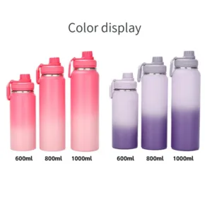Bouteille d’eau thermique personnalisée 600/800/1000ml – Acier inoxydable double couche, isotherme 24h/12h, gravure nom ou logo Env. gratuit – Image 2