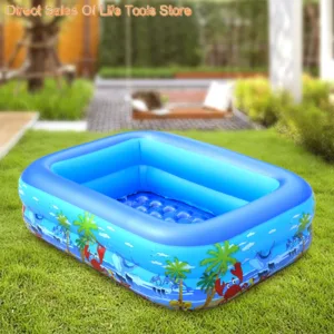 Piscine Gonflable Enfant 120/150 cm – PVC Résistant, Intérieur/Extérieur – Fête, Jardin, Bain de Balle – Bleu Env. gratuit – Image 3