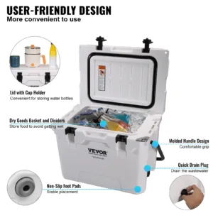 VEVOR Glacière Portable Rigide 23,7 L - Isotherme, Hermétique & Ultra‑résistante Env. gratuit – Image 6