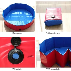 Piscine Pliable pour Chien et Animaux - PVC Écologique avec Valve de Vidange, Bain Extérieur Été - 80/120/160 cm Liv. gratuit – Image 3