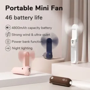 Découvrez le mini ventilateur 3 en 1 JISULIFE F8/F8X : ventilateur portable, lampe de poche et batterie externe 4500mAh. Compact, puissant, silencieux et idéal pour l’été, en voyage ou au bureau. Expédition rapide !