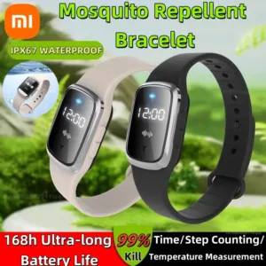 Bracelet anti-moustiques Xiaomi à ultrasons, 3 modes, sans produit chimique. Portable, efficace en intérieur/extérieur. Protection discrète et durable.