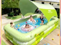 Grande piscine gonflable rembourrée en PVC – Portable, familiale, intérieur/extérieur – Jeux d’eau pour enfants et adultes (1,5 m à 2,6 m)