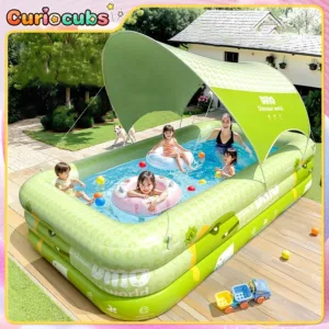 Grande piscine gonflable rembourrée en PVC pour toute la famille – Été, jardin, intérieur, enfants/adultes – Facile à plier, vidange rapide – 4 tailles au choix.