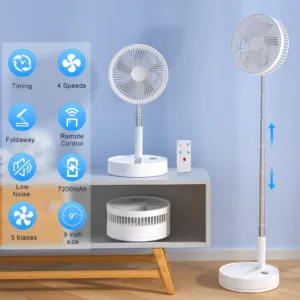 Ventilateur Pliant LIPETY 7200 mAh – Silencieux, Télescopique, USB Rechargeable avec Télécommande Env. gratuit – Image 2