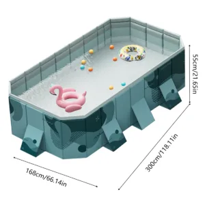 Grande Piscine Familiale Rectangulaire Pliable – 2,6m / 3m, Non Gonflable, Montage Rapide – Pour Enfants et Adultes, Été Extérieur – Image 3