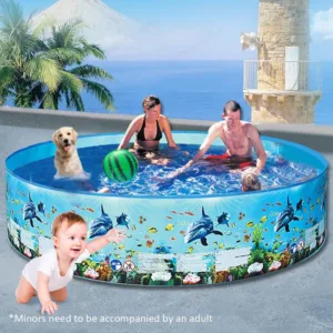 Grande piscine gonflable pliable avec pulvérisation, pour bébé, enfants ou animaux. PVC réutilisable, 244x38cm, idéale intérieur/extérieur.