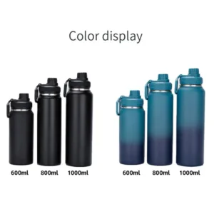 Bouteille d’eau thermique personnalisée 600/800/1000ml – Acier inoxydable double couche, isotherme 24h/12h, gravure nom ou logo Env. gratuit – Image 3