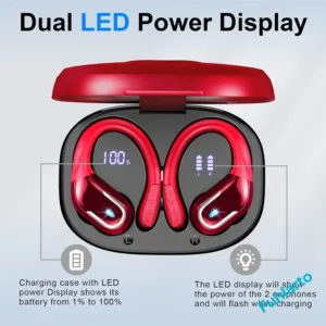 Écouteurs Bluetooth 5.3 Sport Funlarto – Intra-auriculaires Sans Fil avec Crochets d’Oreille, Micro ENC, Étanchéité IP7, 75h d’Autonomie, Affichage LED Env. gratuit – Image 6