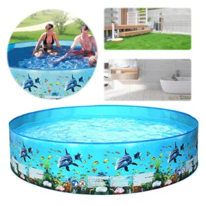 Piscine gonflable pliable 244x38cm avec pulvérisation – Baignoire extérieure pour bébé, enfants, animaux – PVC réutilisable, accessoires d’eau Liv. gratuit – Image 3