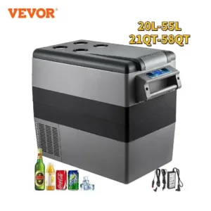 Réfrigérateur Frigo congélateur VEVOR, 20–55 L, refroidissement -20 °C à 20 °C, contrôle LED/app, protection batterie, usage voiture & maison. Idéal camping & road trip.