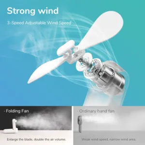 Ventilateur de poche JISULIFE 3 en 1 – USB rechargeable, Power Bank 4500mAh, Lampe torche – Ultra silencieux et pliable Env. gratuit – Image 3