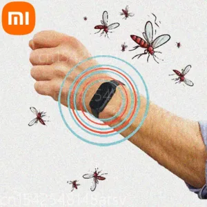 Bracelet anti-moustique Xiaomi à ultrasons, sans produit chimique, pour sport, maison ou plein air. Léger, efficace et discret. Protection durable.