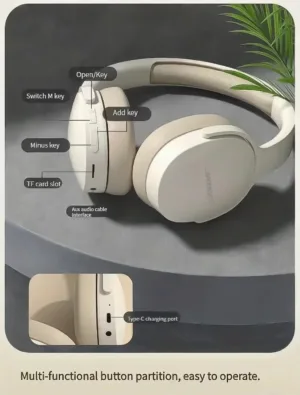 Bosebye P2961 Casque Bluetooth 5.3 Sans Fil – Pliable, Micro Intégré, Basses Puissantes, Idéal Gaming & HiFi Env. gratuit – Image 4
