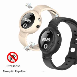 Montre anti-moustique ultrasonique rechargeable, répulsif efficace et étanche pour l’extérieur. Sans produit chimique, design discret, idéal plein air.