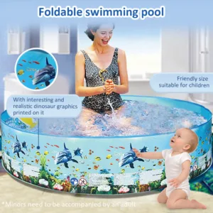 Piscine gonflable pliable 244x38cm avec pulvérisation – Baignoire extérieure pour bébé, enfants, animaux – PVC réutilisable, accessoires d’eau Liv. gratuit – Image 5