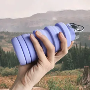 Bouteille pliable en silicone 500 ml, légère, sans BPA, rétractable et portable. Idéale pour le sport, la randonnée, le voyage et les déplacements.