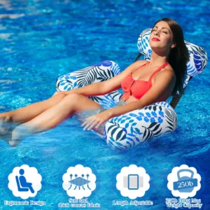 Hamac, Chaise longue gonflable de piscine pour adultes. Confort ultime, style tropical, appuie-tête, dossier réglable. Relaxation assurée cet été !