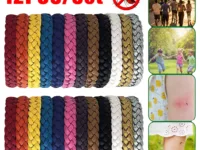 Lot de 12 bracelets anti-moustiques réutilisables, non toxiques et naturels. Pour adultes & enfants. Idéal pour voyage, camping, sport. Protection efficace longue durée.