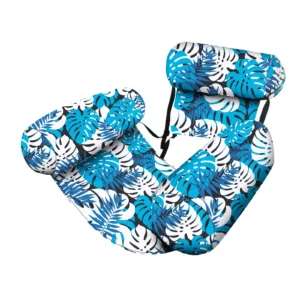 Hamac d’eau gonflable avec accoudoirs – Chaise longue flottante en PVC pour adultes – Style tropical, dossier réglable, confort piscine été Liv. gratuit – Image 5
