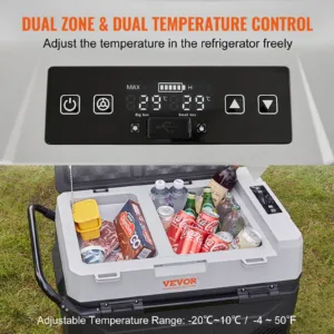 Glacière Électrique Portable VEVOR 38L – Réfrigérateur de Voiture 12V Double Zone, Silencieuse, Économie d’Énergie, -20°C à +10°C Liv. gratuit – Image 3