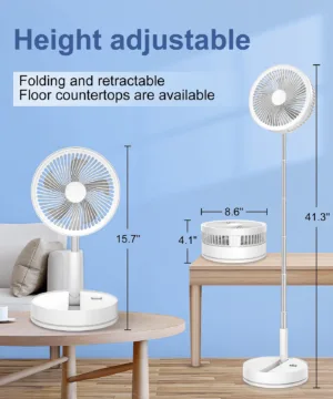 Ventilateur Pliant LIPETY 7200 mAh – Silencieux, Télescopique, USB Rechargeable avec Télécommande Env. gratuit – Image 3