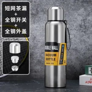Bouteille Isotherme Grande Capacité – 500/1000/1500ml – Acier Inoxydable avec Corde de Transport Rapide – Image 4
