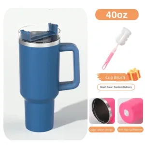 Bouteille Isotherme 40oz avec Paille et Poignée – Acier Inoxydable Thermos Boisson Froide ou Chaude – Gobelet Café à Couvercle Liv. gratuit – Image 7