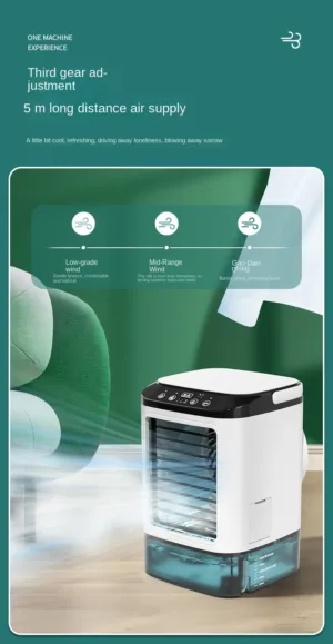 Climatiseur de Bureau Portable 3-en-1 – Refroidisseur à Atomisation Ultrasonique, 3 Vitesses, 900 ml, Veilleuse LED – USB Silencieux pour Maison et Bureau Env. gratuit – Image 13