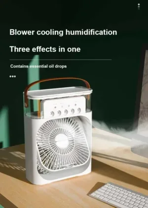 Humidificateur Ventilateur USB 3-en-1 | Refroidisseur d'air rapide LED 7 couleurs – Maison & Bureau – Image 9