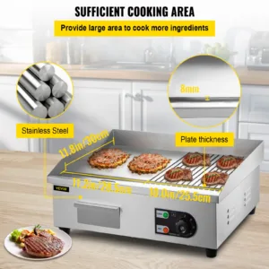 VEVOR Plancha Électrique 2800W avec Température Réglable, Surface Fonte, Accessoires Inclus – Idéale pour Restaurant et Restaurant rapide – Image 3