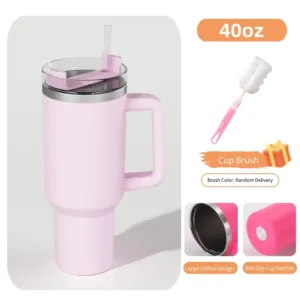 Bouteille Isotherme 40oz avec Paille et Poignée – Acier Inoxydable Thermos Boisson Froide ou Chaude – Gobelet Café à Couvercle Liv. gratuit – Image 10