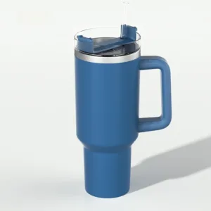 Bouteille Isotherme 40oz avec Paille et Poignée – Acier Inoxydable Thermos Boisson Froide ou Chaude – Gobelet Café à Couvercle Liv. gratuit – Image 4