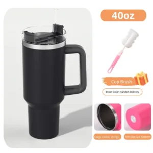 Bouteille Isotherme 40oz avec Paille et Poignée – Acier Inoxydable Thermos Boisson Froide ou Chaude – Gobelet Café à Couvercle Liv. gratuit – Image 9