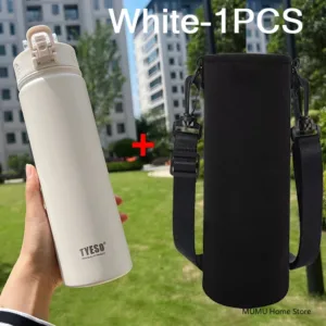 TYESO Bouteille Thermos 600/750 ml – Acier Inoxydable avec Paille – Tasse Isotherme Voiture & Sport rapide Chaud/Froid – Image 2