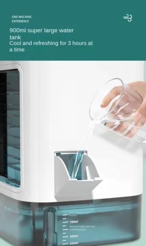 Climatiseur de Bureau Portable 3-en-1 – Refroidisseur à Atomisation Ultrasonique, 3 Vitesses, 900 ml, Veilleuse LED – USB Silencieux pour Maison et Bureau Env. gratuit – Image 10