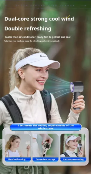 Ventilateur Portable 100 Vitesses avec Refroidissement Glacé – 4000 mAh Un souffle Exclusif de fraîcheur en 1 seconde, où que vous soyez. – Image 2