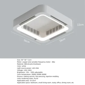 Lampe Ventilateur de Plafond Sans Lame LED –  Design Exclusif Moderne & Silencieux – Télécommande – 58cm – HomeLover – Image 4