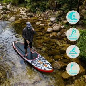 FunWater SUPFW10B – Planche à Pagaie Gonflable 10.8’ x 33’’ x 6’’, Antidérapante, Accessoires Inclus Exp. gratuit – Image 4