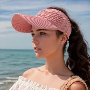 Chapeau de Soleil Respirant Femme – Casquette Tricotée Élastique à Large Bord, Anti-UV, Été Plage et Sports rapide de Plein Air – Image 4